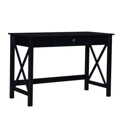 Modern Black Writing Desk with Wide Drawer Storage and Sleek Profile