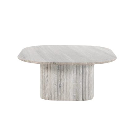 Luxury Gray Marble Coffee Table with Mango Wood Base